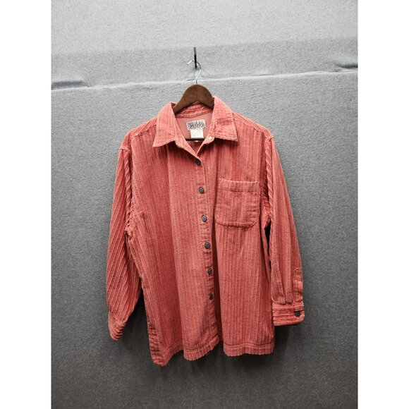 Vintage Bill Blass Womens Large Pink Corduroy Button-Up Shirt - Picture 1 of 4